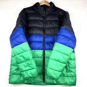 Nordstrom Winter Puffer Jacket Mens L Colorblock‎ Multicolor Black Blue Green